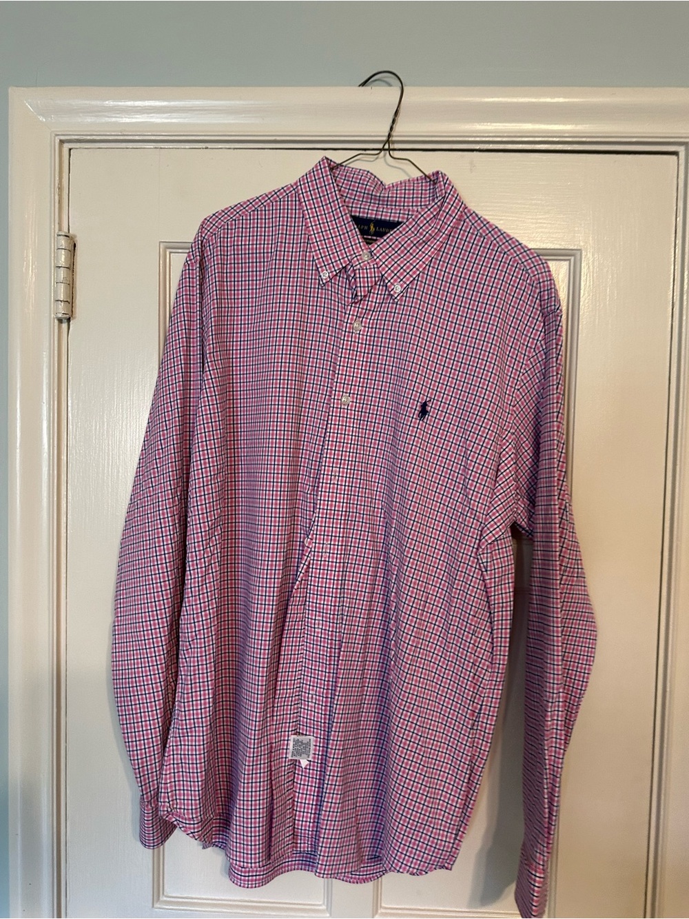 Ralph Lauren Men’s Pink and Blue Check Button-Down Shirt